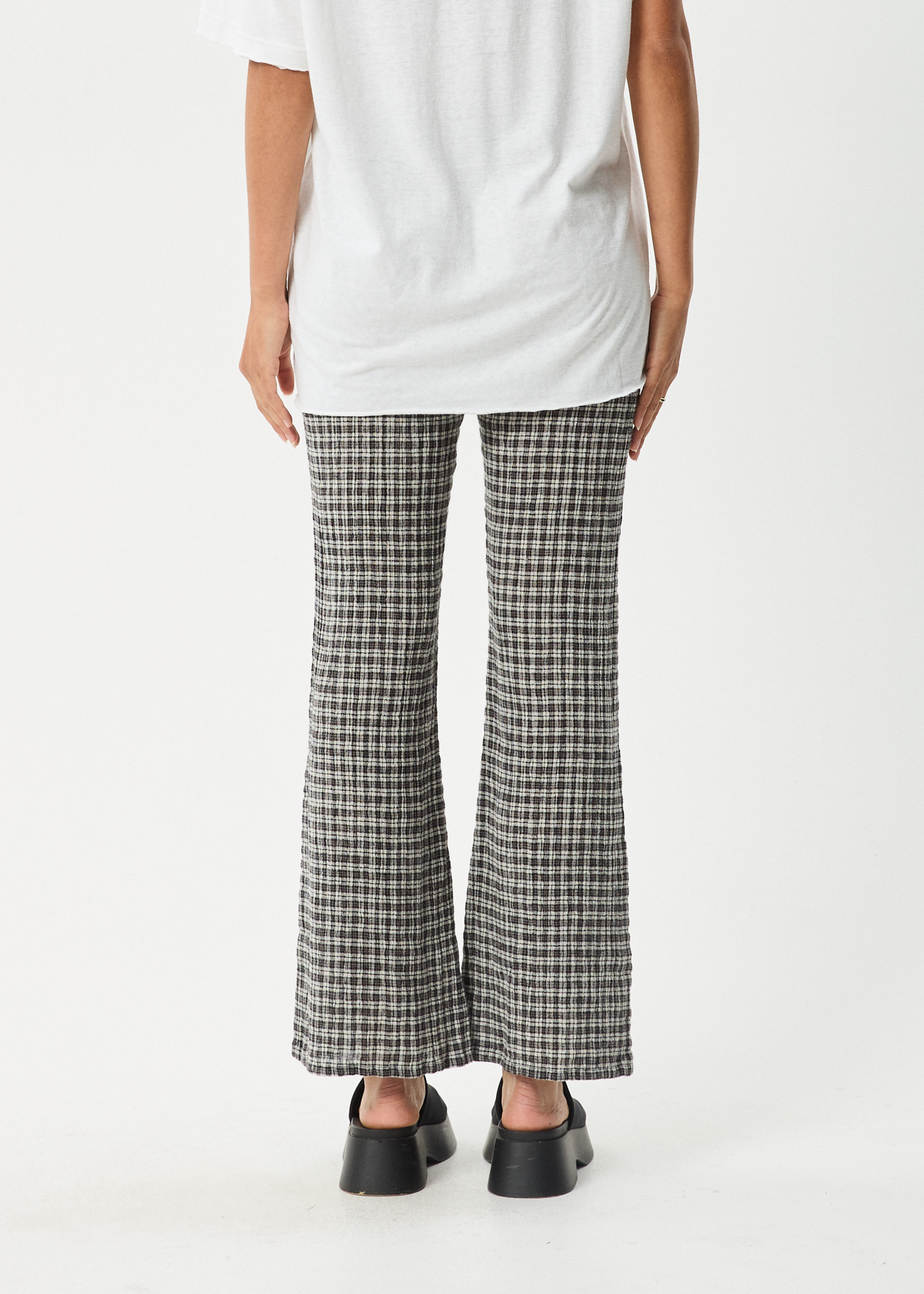 Affend Womens Asta - Seersucker Flare Pant - Steel Check