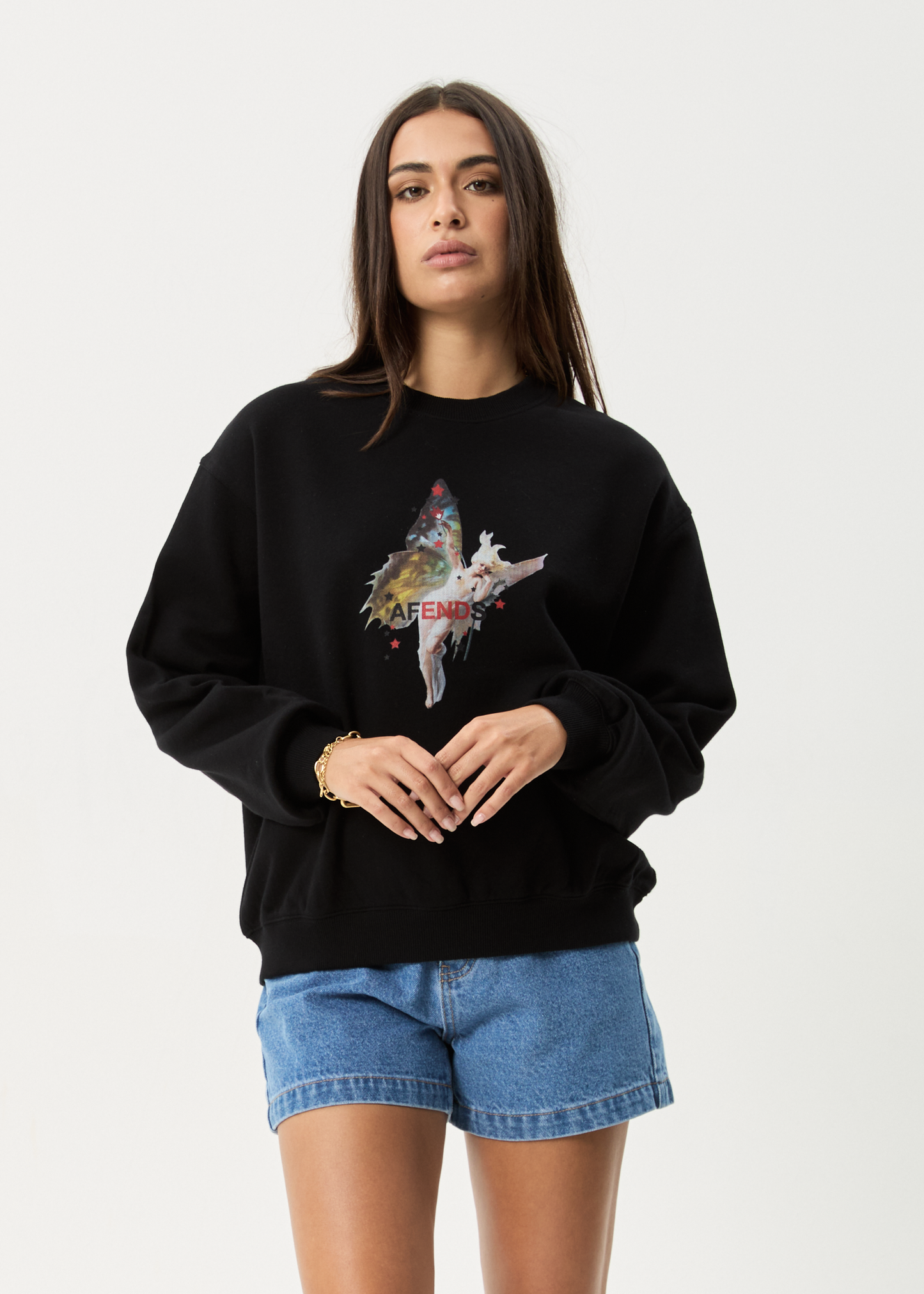 Affend Womens Pixie - Crew - Black