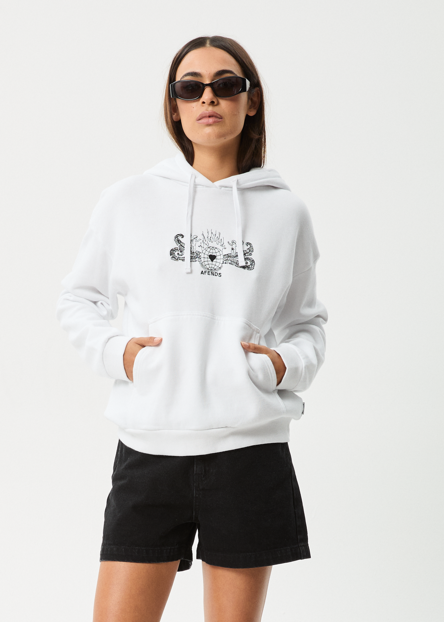 Affend Womens Bonfire - Pull On Hood - White