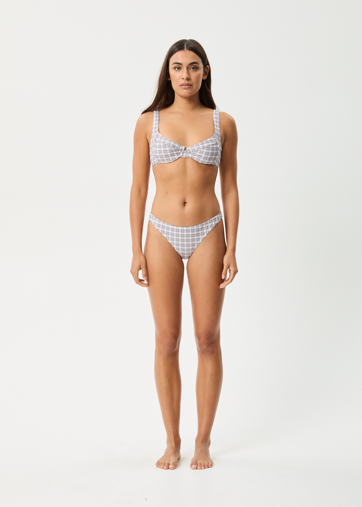 Affend Womens Drew Check - Bikini Bottom - Taupe Check