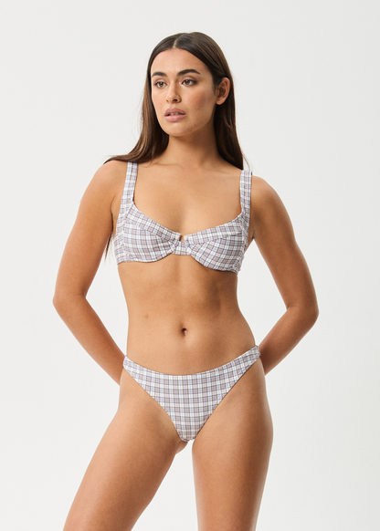 Affend Womens Drew Check - Bikini Top - Taupe Check