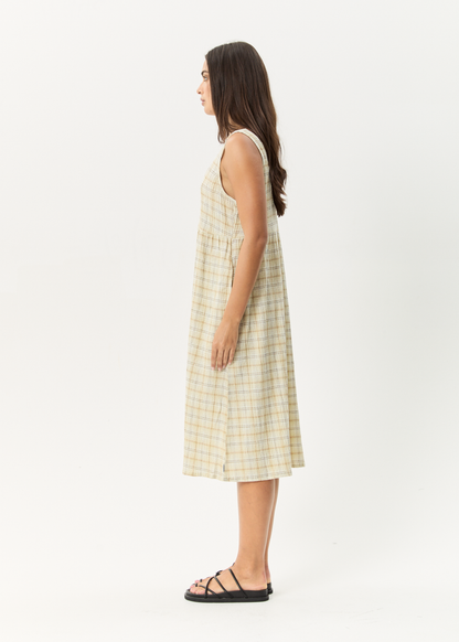 Affend Womens Position - Seersucker Check Midi Dress - Tan Check