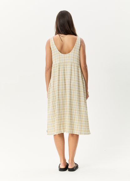 Affend Womens Position - Seersucker Check Midi Dress - Tan Check